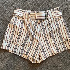 Derek Lam 10 Crosby, belted shorts in a striped pattern, size 4